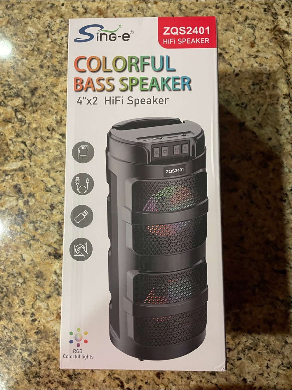 ZQS2401 Black Colorful Bass Portable HiFi Speaker